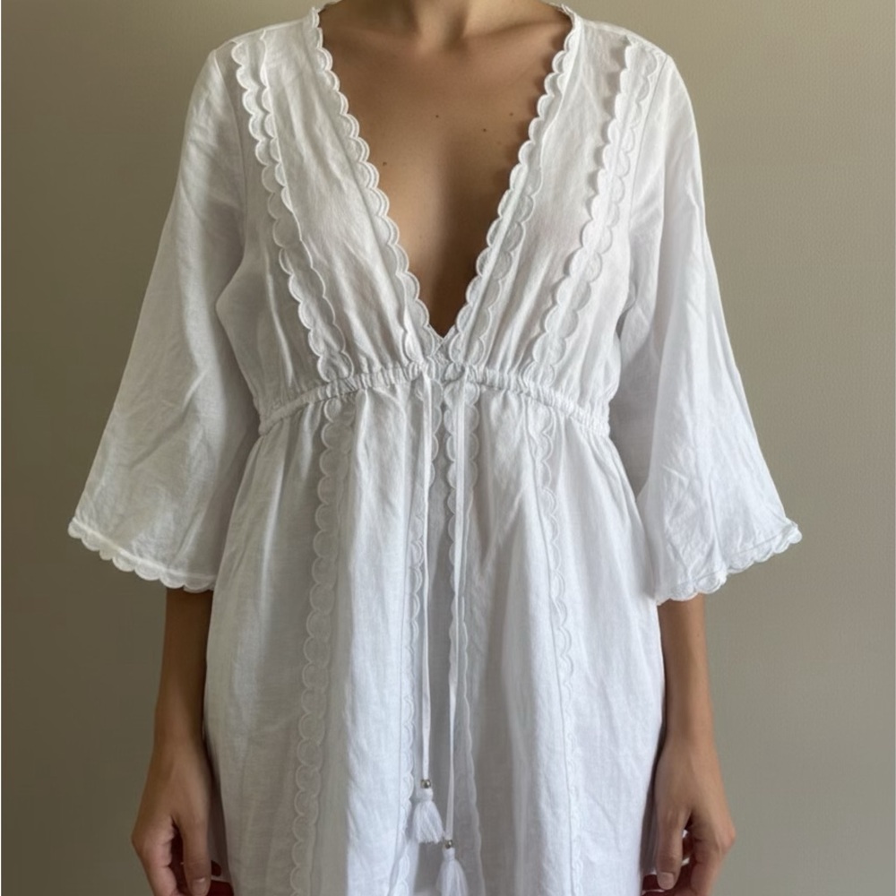 J. Crew Re-Imagined Women's Tunic S V-Neck Linen-Cotton Dress‎ Lageenlook Beach